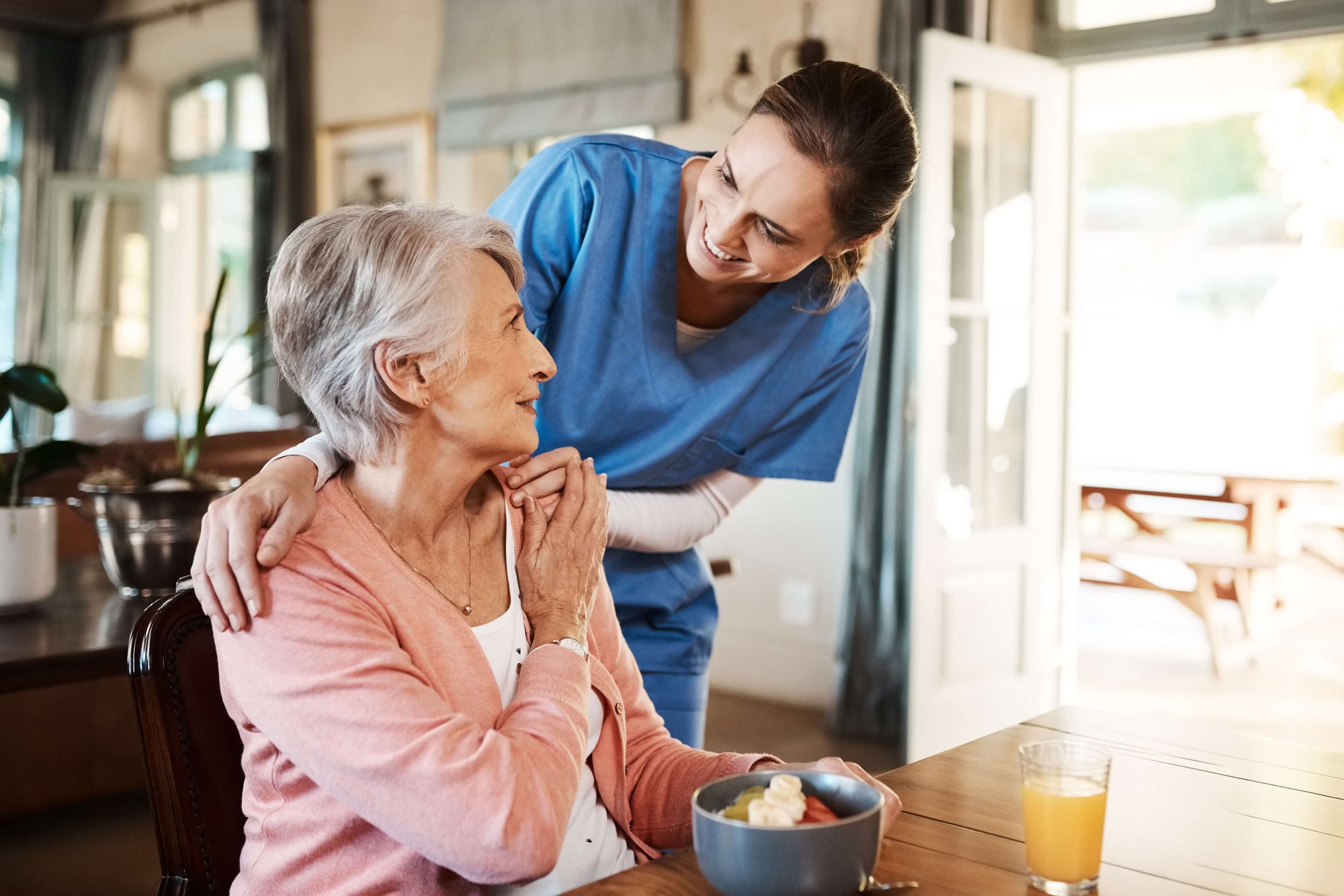 Nurse assisting a resident