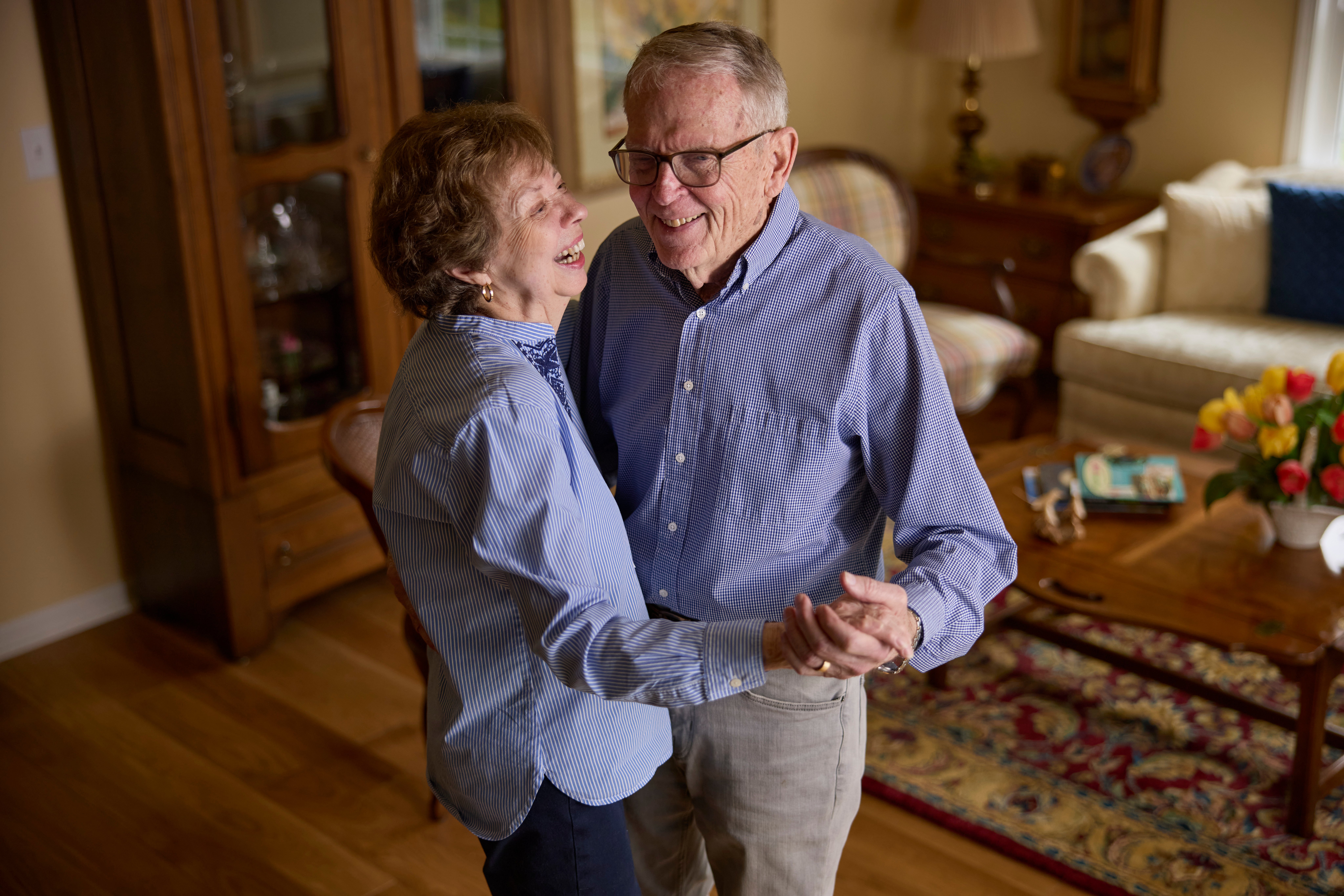 Older adults enjoying time together at home
