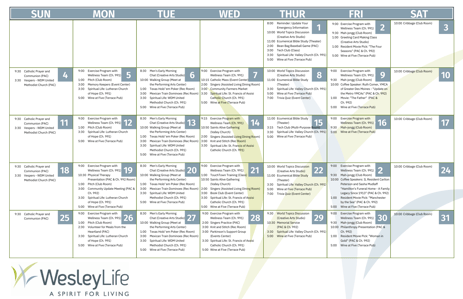 Calendar of events