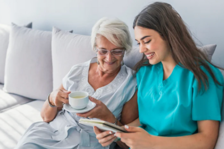 Senior with a at-home nurse