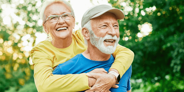 Healthy fit retirement happy adult couple
