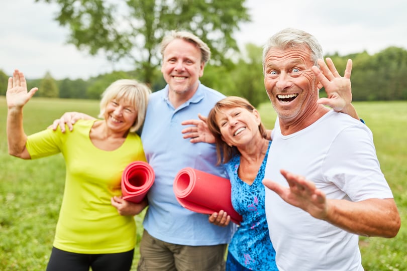 Seniors as good friends have fun