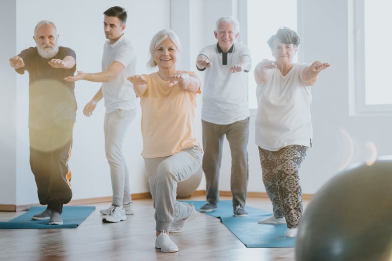 Senior Citizens getting active with an instructor 