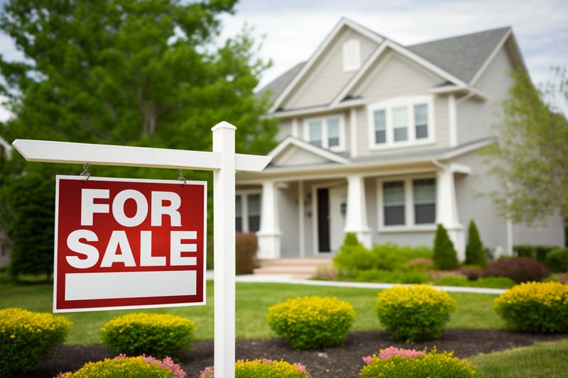 A stunning real estate photograph of a suburban home with a 