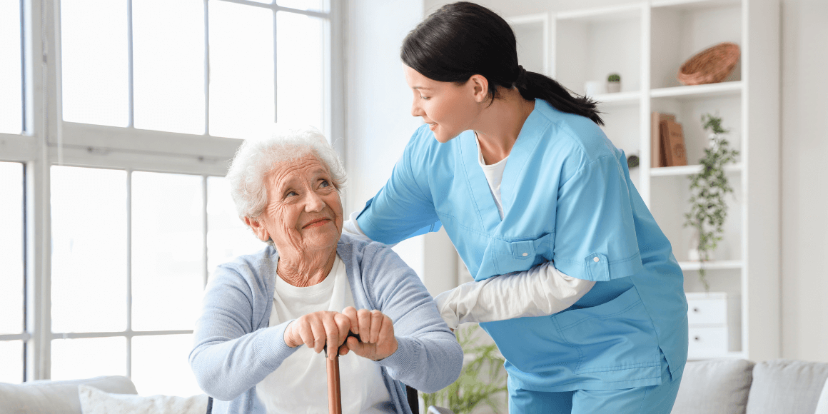 Nurse assisting a resident