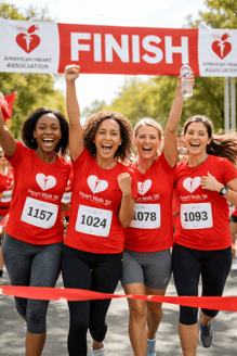 Celebrating at the 5K finish line