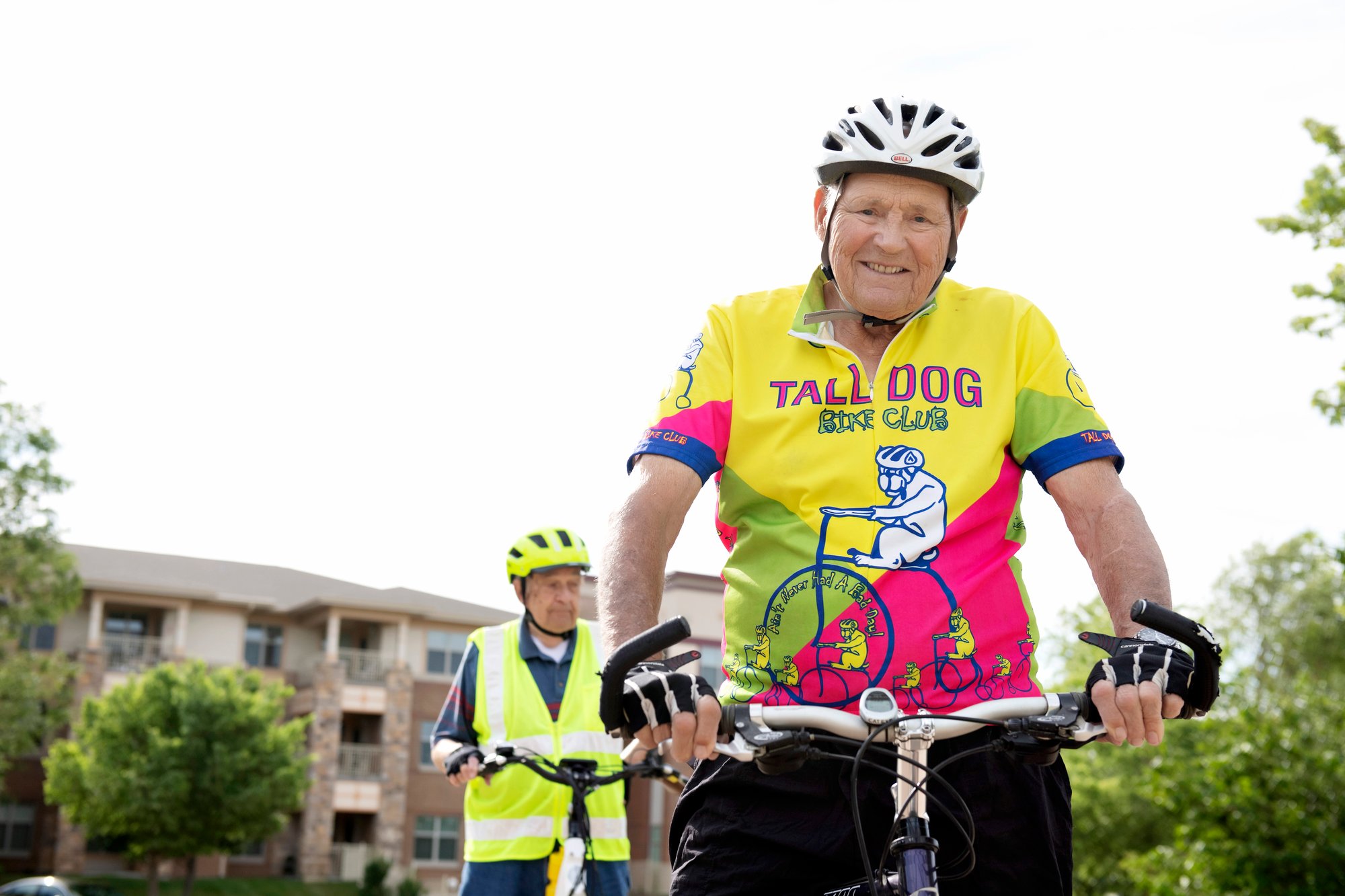 two men biking