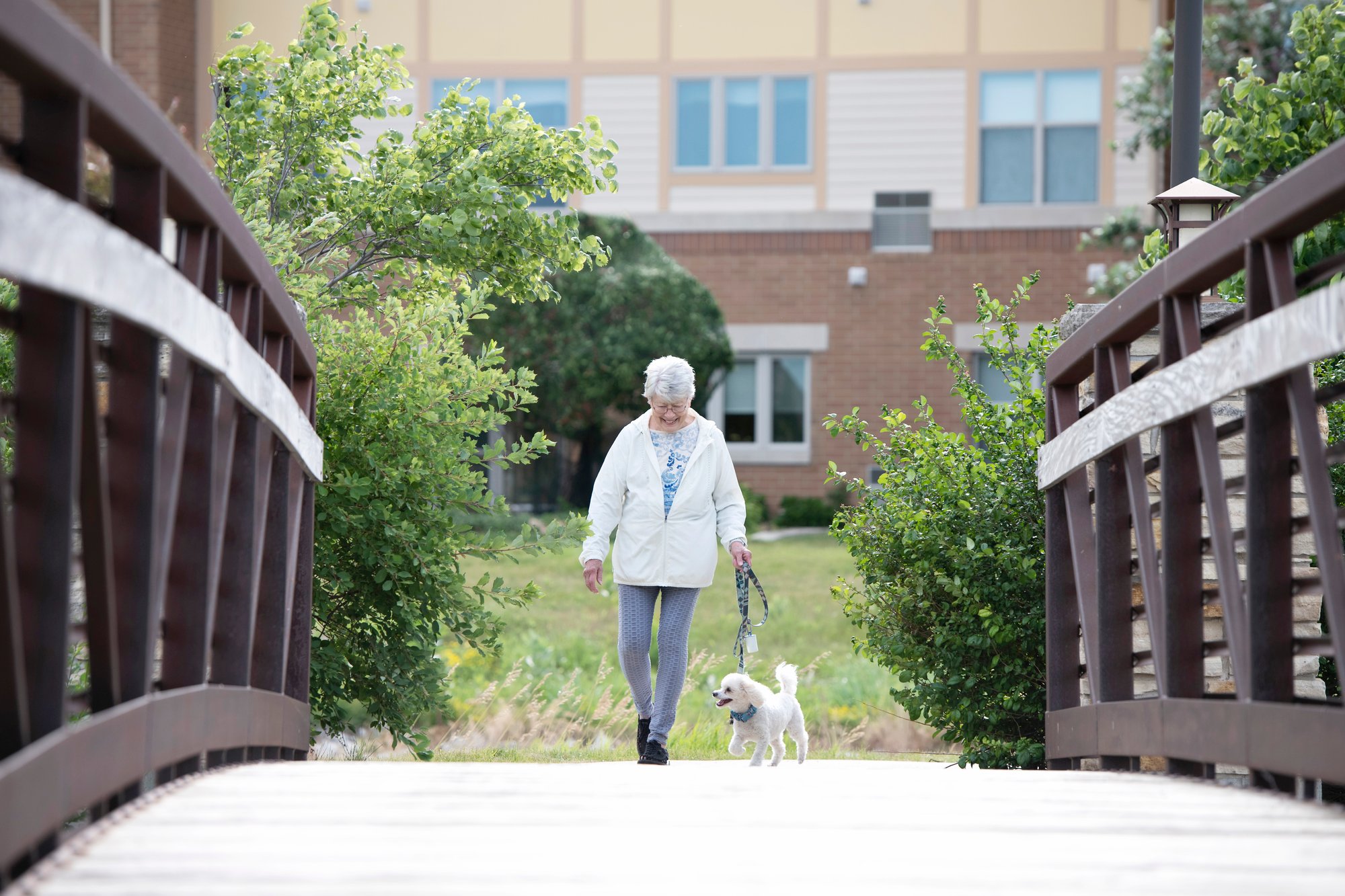 woman walking her dog