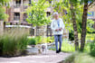 woman walking her dog