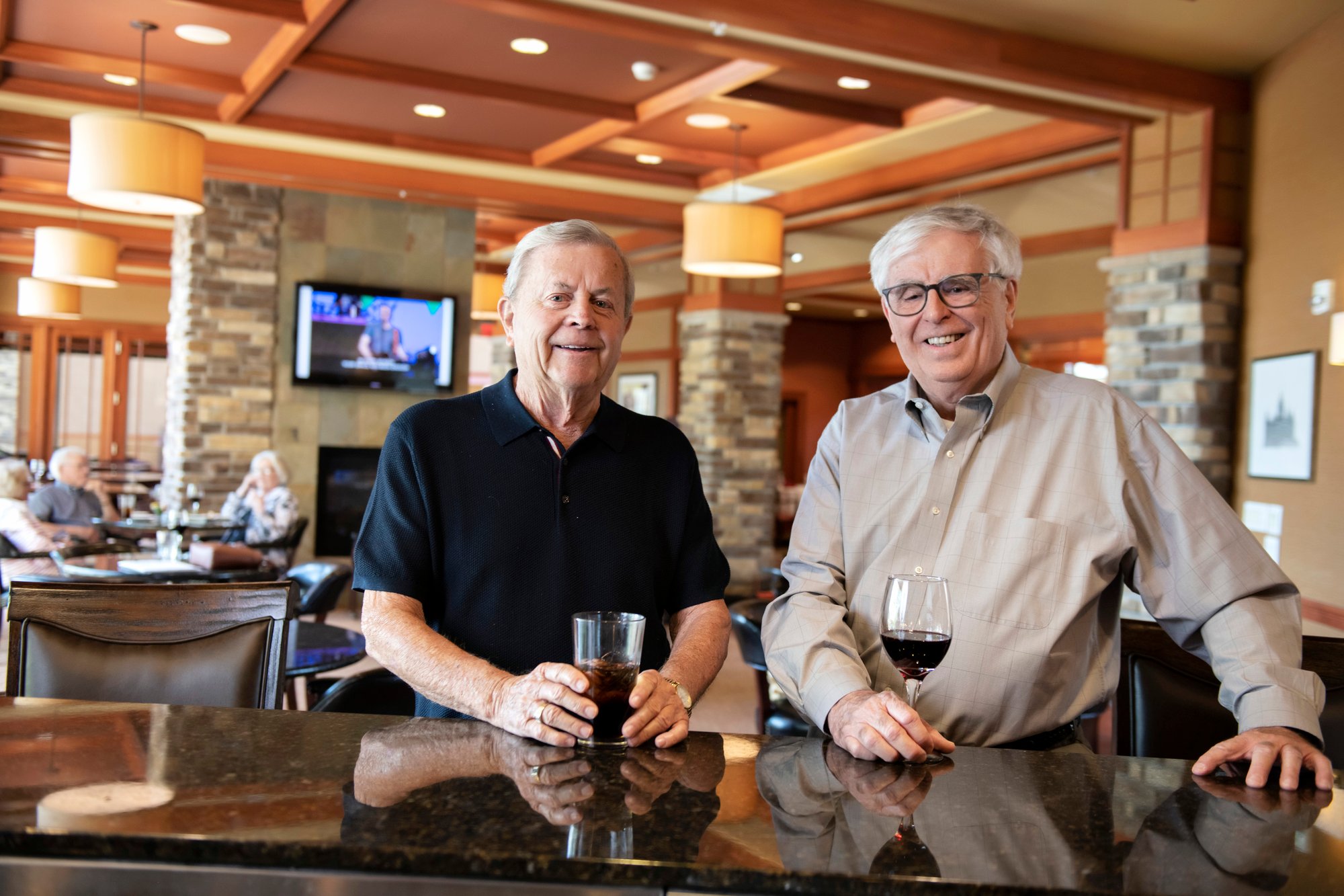 Friends having a drink at a bar