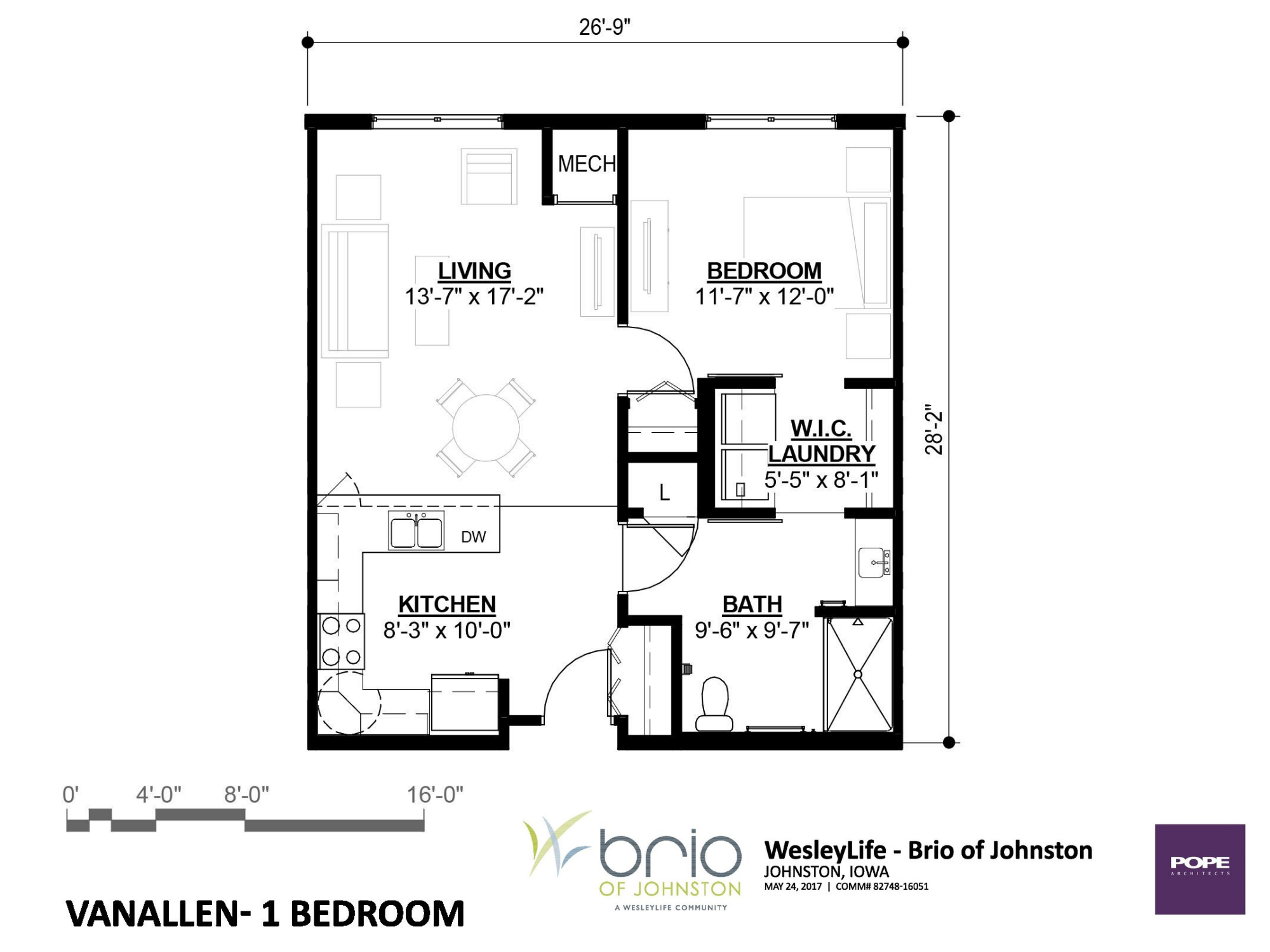 Brio Floorplan - VanAllen 1bed