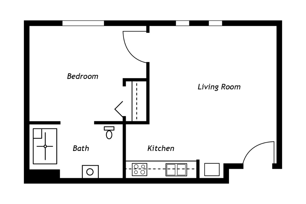 2 room East floor plans