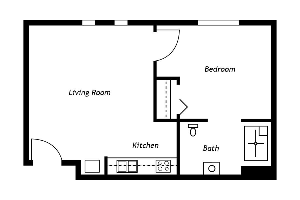 2 room East floor plans
