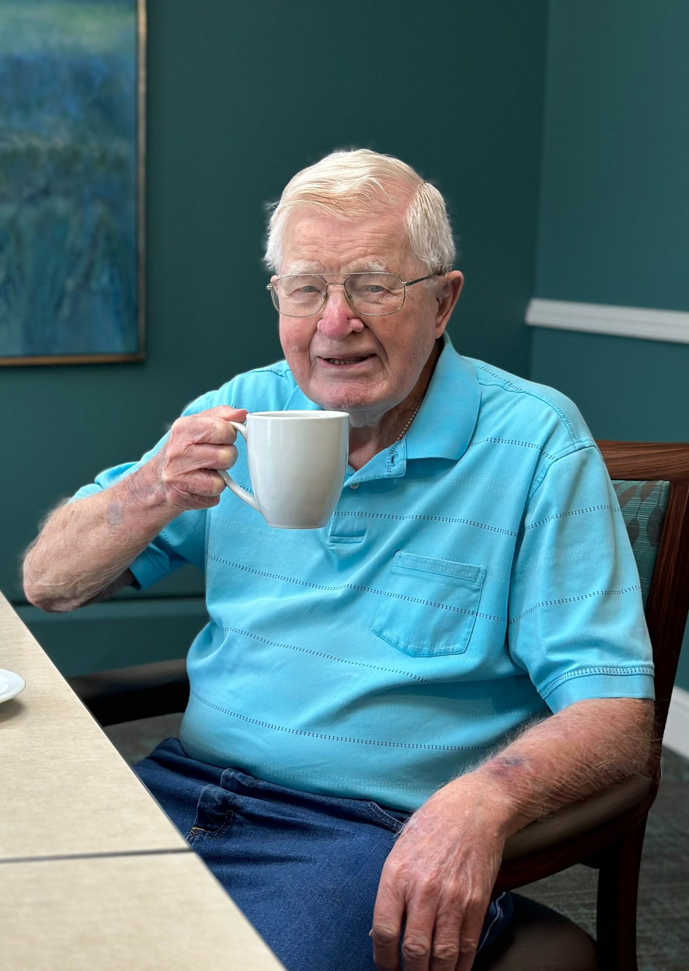 senior man drinking coffee