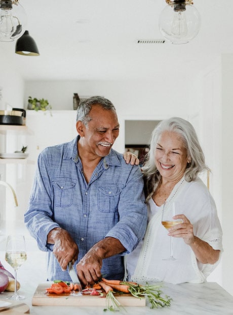 Senior couple cooking together