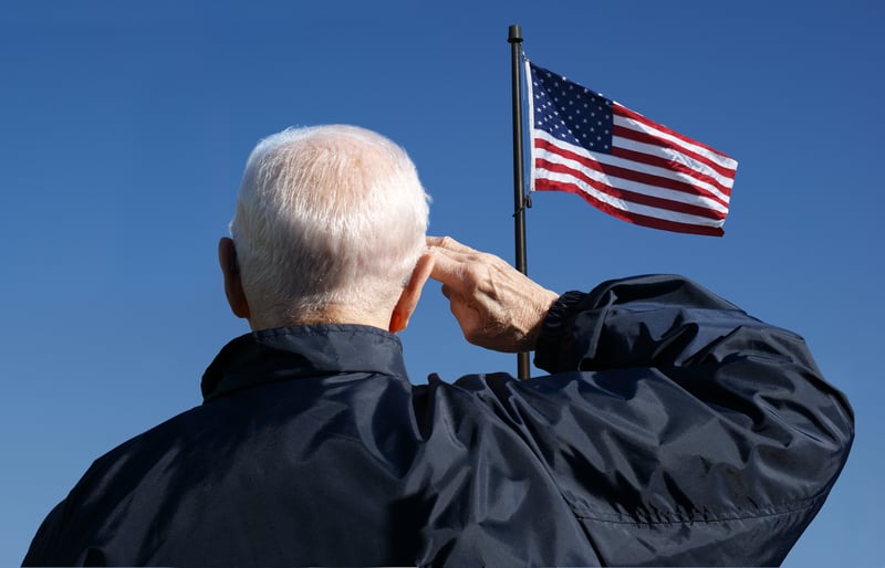 Veteran Saluting to USA Flag