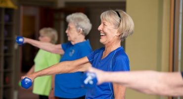 group of residents exercising
