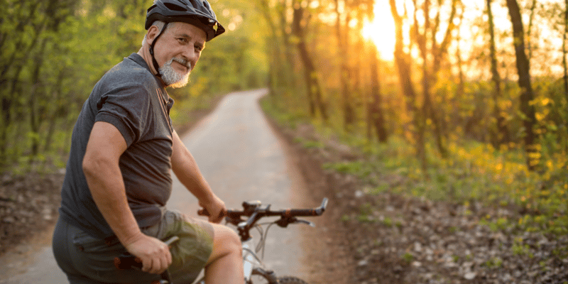 independent senior living in des moines riding a bike