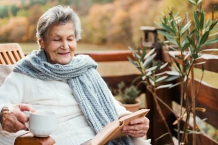 Senior woman reading a book