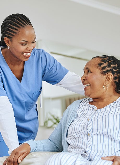 Black-person-and-happy-caregiver-together-for-trust