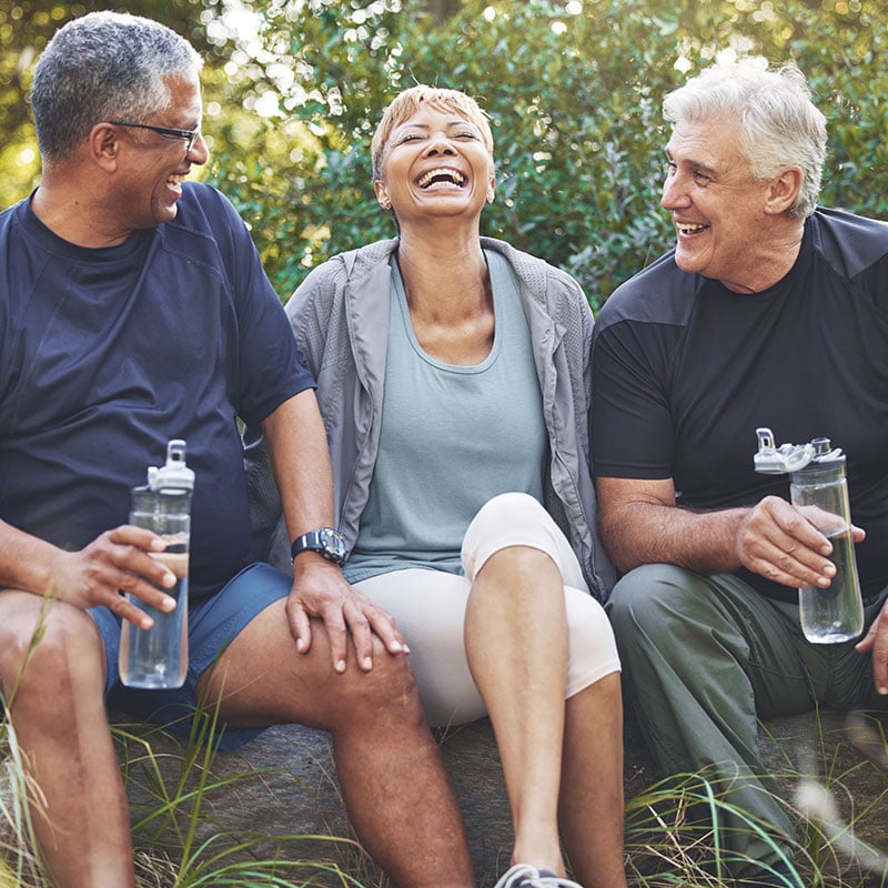 Group of seniors enjoying a walk outside